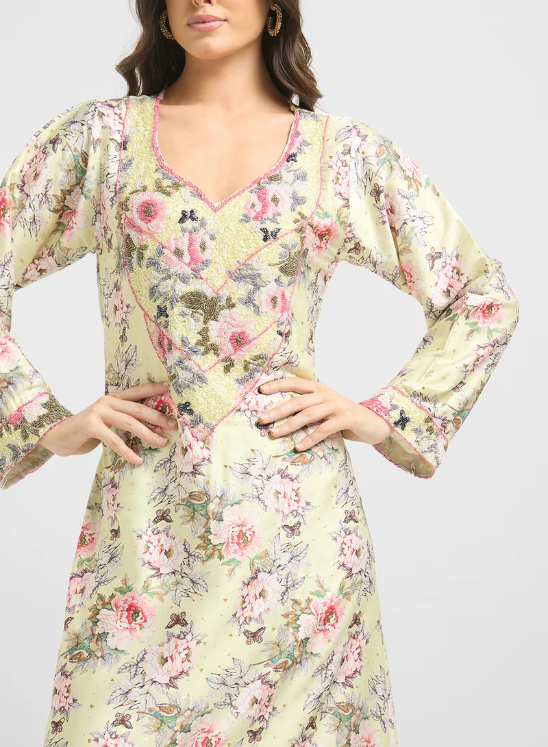 ARABIAN CLOSET Embellished Belted Jalabiya