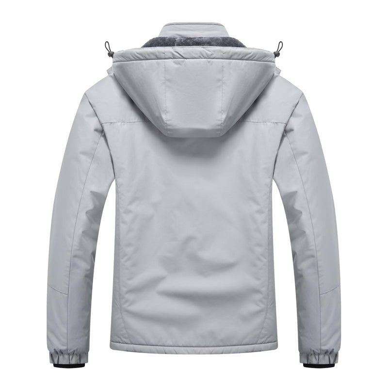 WULFUL Men's Ski Jackets Warm Winter Snow Windbreaker Resistant Snowboard Fleece Coat Mountain Waterproof Parka with Hood Gray Medium - Image 5