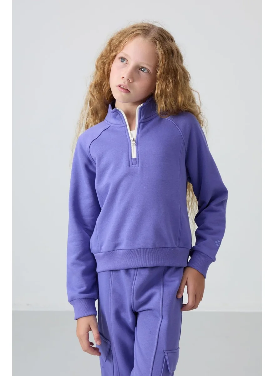 Tommy Life Lavender Cotton Fluffy Soft Texture Standard Fit Embroidered Girls Tracksuit - 75159
