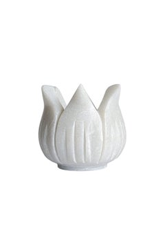 R&M R&M RM Flower Bowl Marble Urli | Showpiece Decor Fruit Bowl, Birdbath, Kitchen, Pooja Room, Desk, Dinner Table | Gift for Anniversary, Birthday, Festival & Ceremony Marble Candle Holder Bowl | White  - Image 2