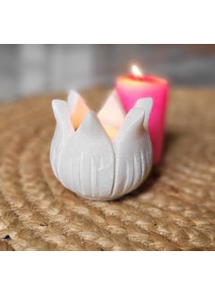 R&M R&M RM Flower Bowl Marble Urli | Showpiece Decor Fruit Bowl, Birdbath, Kitchen, Pooja Room, Desk, Dinner Table | Gift for Anniversary, Birthday, Festival & Ceremony Marble Candle Holder Bowl | White  - Image 1