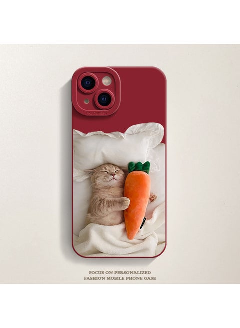 حافظة هاتف Carrot Cat لهاتف Iphone15 وIphone 14promax Cute 13 12 Frosted 11 ناعمة اللون: Carrot Cat [ظل بورجوندي حدقة] - النماذج القابلة للتطبيق: لهاتف Iphone 14 Plus