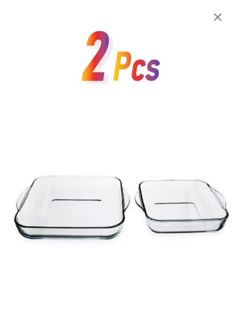 2-Piece Clear Square Glass Plate Set  - Image 2
