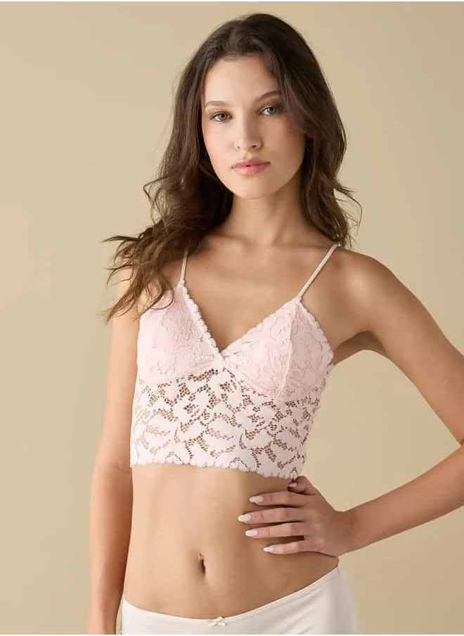 فاف Lace Detail Bralette with Adjustable Straps
