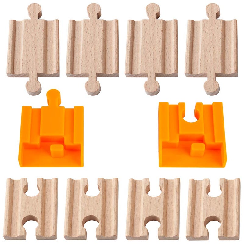 Orbrium Toys 8 Pcs Wooden Train Track MaleMale FemaleFemale Adapter Pack Fits Thomas Brio Chuggington Set - Image 2
