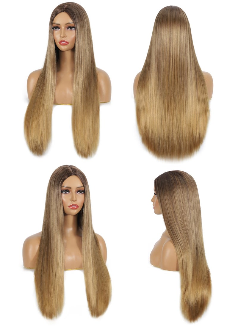 SANMUGEED Long Blonde Lace Front Wig for Women, 26 Inch Natural Wavy Daily Hair Synthetic Lace Wigs Middle Part,Hand Tied/Longlife/Lightweight  - Image 2
