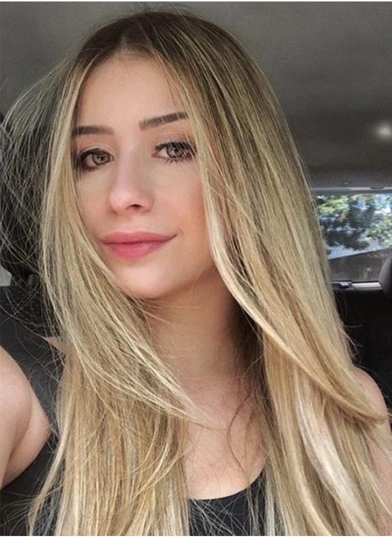 SANMUGEED Long Blonde Lace Front Wig for Women, 26 Inch Natural Wavy Daily Hair Synthetic Lace Wigs Middle Part,Hand Tied/Longlife/Lightweight  - Image 3