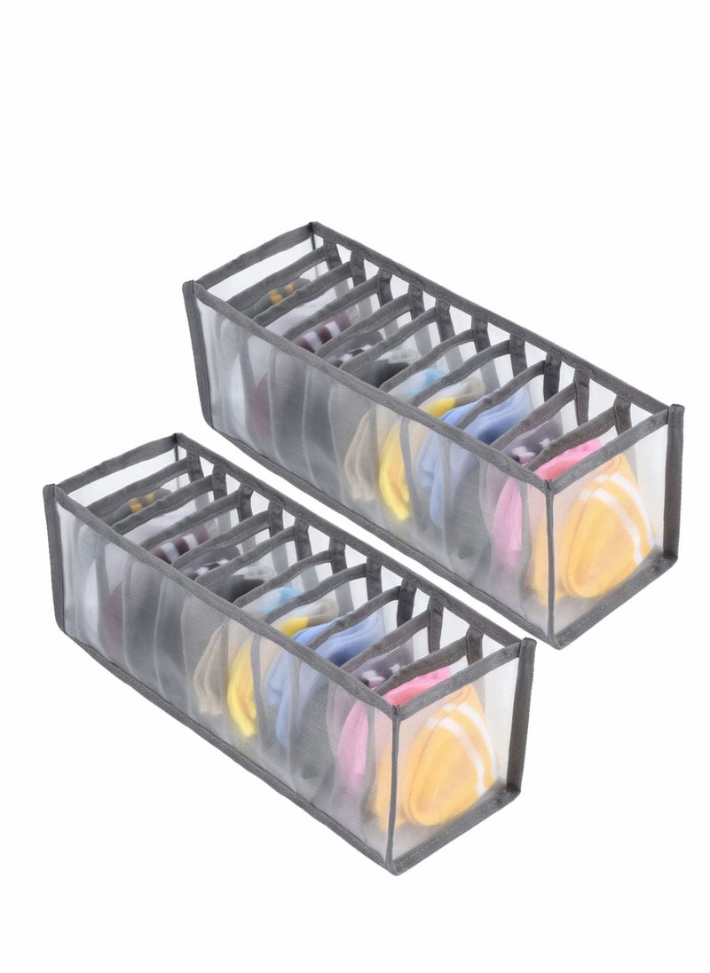 Y&D - Sock Drawer Organizer Divider, Underwear Organizer, 11 Cell Collapsible Closet Cabinet Storage Boxes for Storing Socks, Bra, Handkerchiefs, Ties, Belts, 2Pcs - Image 1