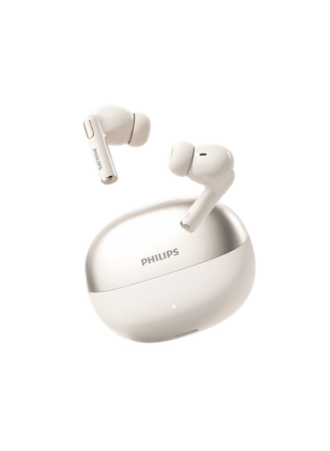 Philips Earbuds, Bluetooth Earbuds, Headphone, Open Ear Ring True Open Ear Headphones, True Wireless Earbuds - Bluetooth ， In-Ear Headphones， Bluetooth 6.0 In-Ear Headphones with 18H Playtime, 13mm Bass Driver, Soft Silicone Ear Caps, Call Noise Reduction, 3D Immersive Sound for iPhone Android TAT1120 white - Image 1
