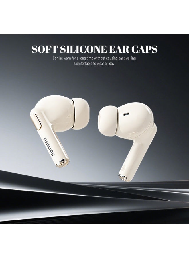 Philips Earbuds, Bluetooth Earbuds, Headphone, Open Ear Ring True Open Ear Headphones, True Wireless Earbuds - Bluetooth ， In-Ear Headphones， Bluetooth 6.0 In-Ear Headphones with 18H Playtime, 13mm Bass Driver, Soft Silicone Ear Caps, Call Noise Reduction, 3D Immersive Sound for iPhone Android TAT1120 white - Image 2