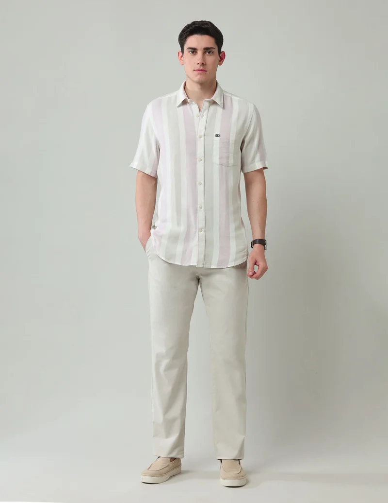 Arrow Peach Vertical Striped Dobby Shirt for Men | Best Price UAE