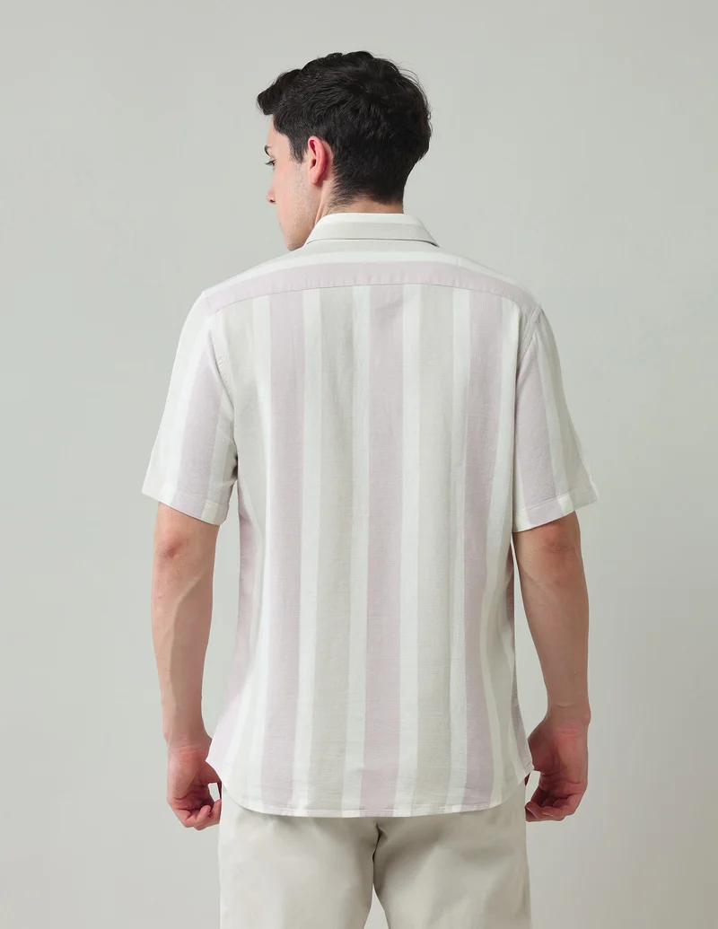 Arrow Peach Vertical Striped Dobby Shirt for Men | Best Price UAE