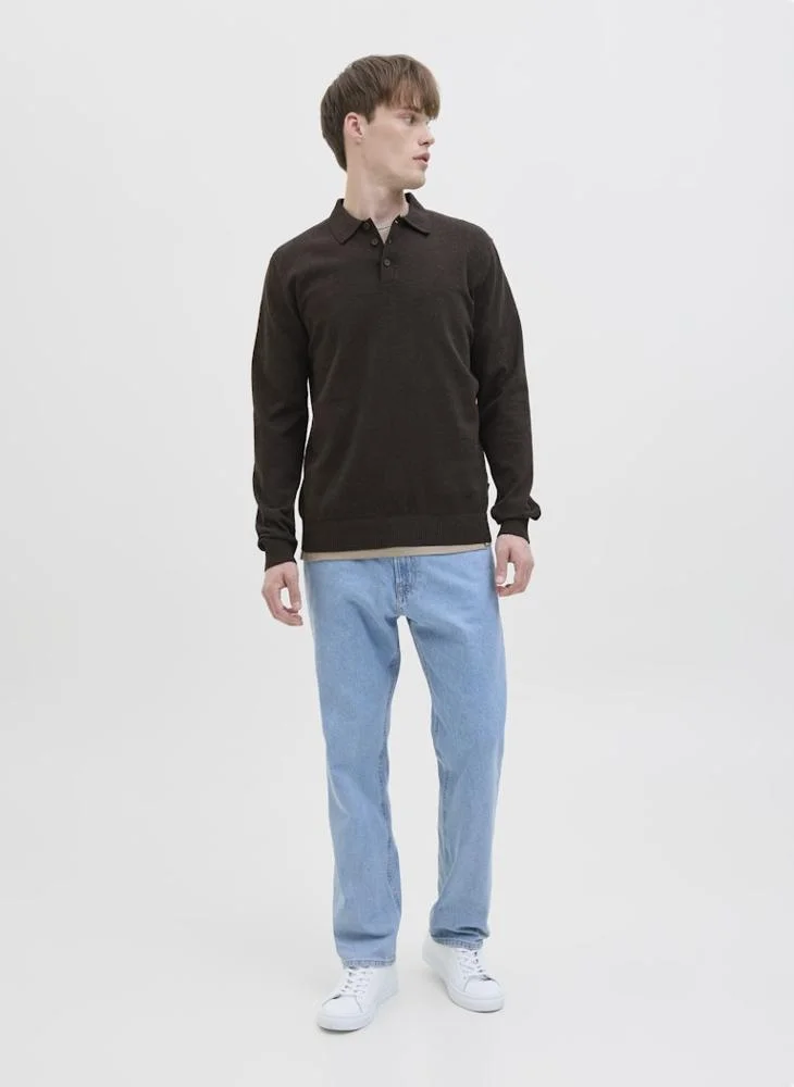 ج ج ريبل Bcallum Knit Polo Neck Long Sleeve Sweater