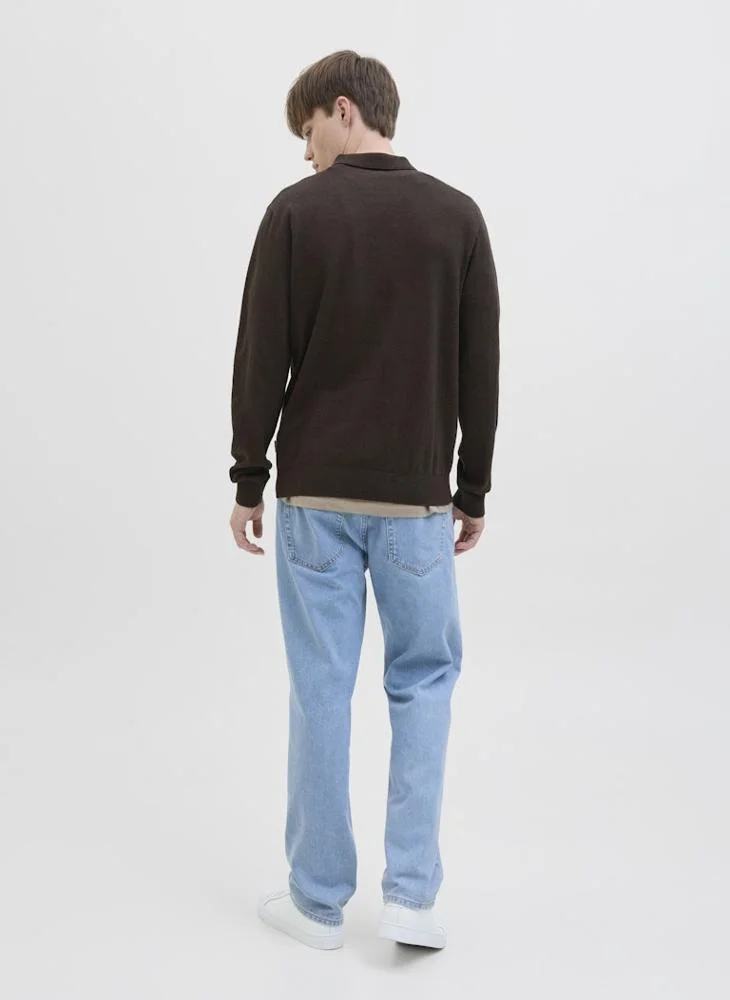 ج ج ريبل Bcallum Knit Polo Neck Long Sleeve Sweater