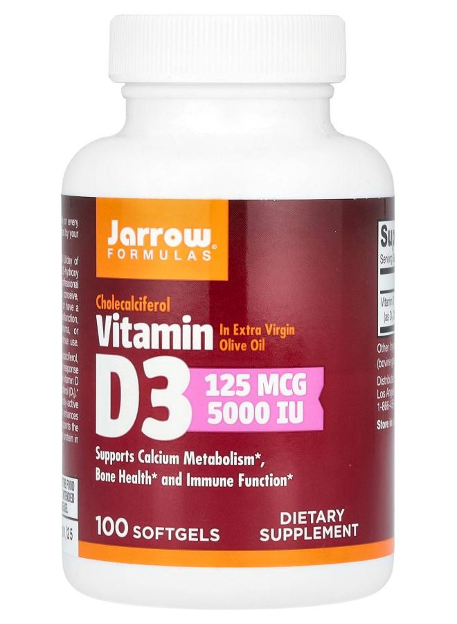 jarrow formulas Vitamin D3 125 mcg (5000 IU) 100 Softgels