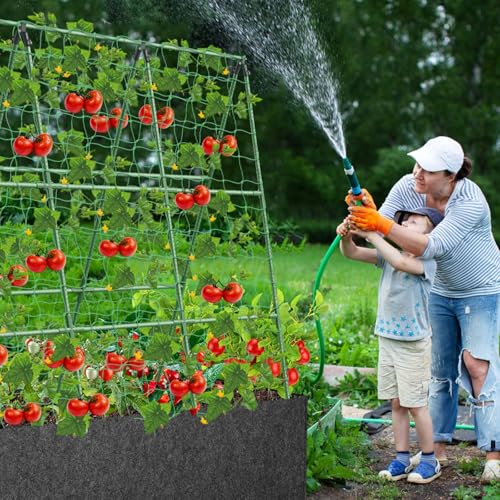 Tidponra Cucumber Trellis with 46 Gallon Grows Bag, 50 x 54 Inches A Frame Outdoor Greenhouse Trellis and Fabric Raised Bed, Climbing Net and Plant Support Clips for Bean Climbing Plants - Image 2