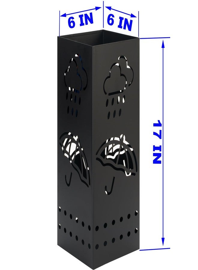 BEWBBAT حامل مظلات BEWBBAT للمدخل، حامل مظلات معدني مربع أسود، صندوق تخزين مظلات قائم بذاته، مناسب للمنزل والمكتب والفندق، 6 × 6 × 17 بوصة، يتسع لـ 6 مظلات - Image 2