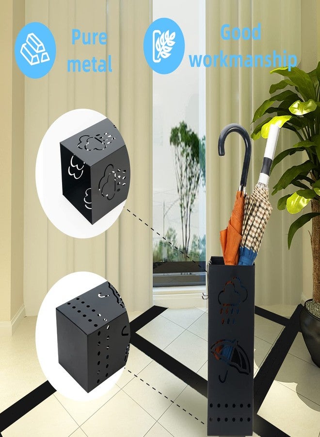 BEWBBAT حامل مظلات BEWBBAT للمدخل، حامل مظلات معدني مربع أسود، صندوق تخزين مظلات قائم بذاته، مناسب للمنزل والمكتب والفندق، 6 × 6 × 17 بوصة، يتسع لـ 6 مظلات - Image 3