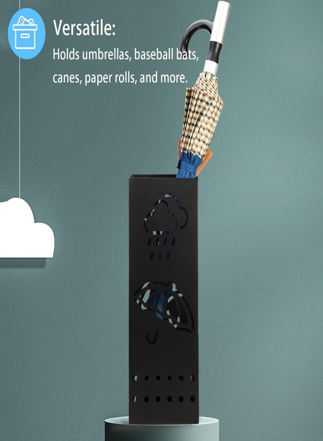 BEWBBAT حامل مظلات BEWBBAT للمدخل، حامل مظلات معدني مربع أسود، صندوق تخزين مظلات قائم بذاته، مناسب للمنزل والمكتب والفندق، 6 × 6 × 17 بوصة، يتسع لـ 6 مظلات - Image 5