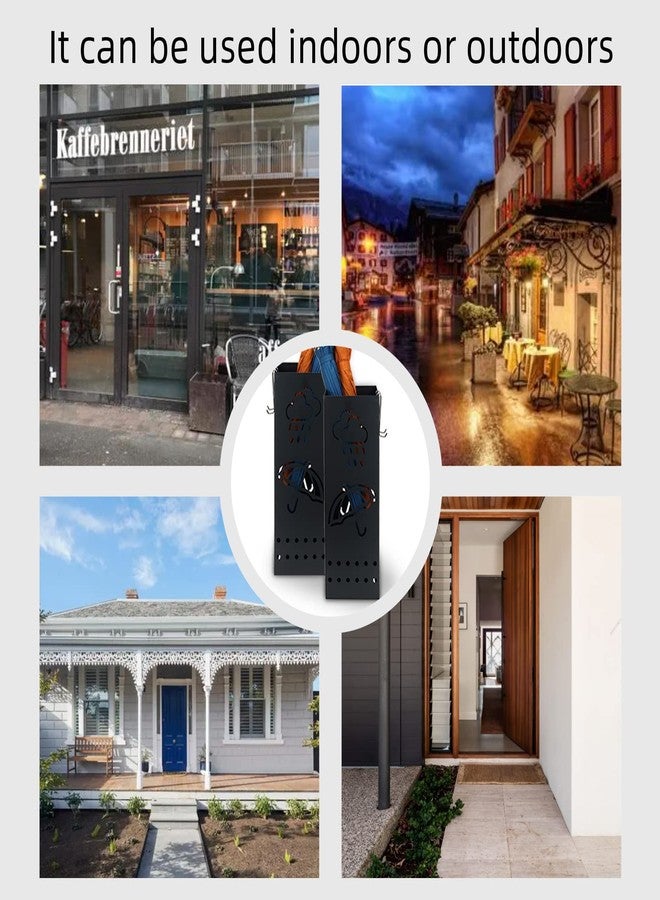 BEWBBAT حامل مظلات BEWBBAT للمدخل، حامل مظلات معدني مربع أسود، صندوق تخزين مظلات قائم بذاته، مناسب للمنزل والمكتب والفندق، 6 × 6 × 17 بوصة، يتسع لـ 6 مظلات - Image 4