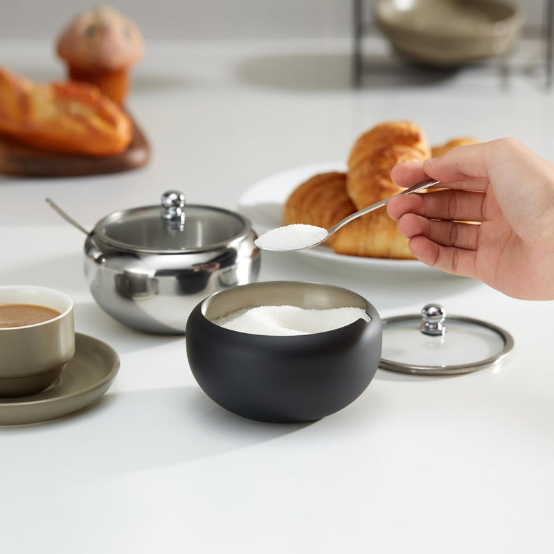 Kook KooK Sugar Bowl, Sugar Bowl with Lid and Spoon, Sugar Container with Lid, for Salt, Coffee, Holds 2 Cups, Dishwasher Safe, Matte Black, 16 Oz  - Image 3