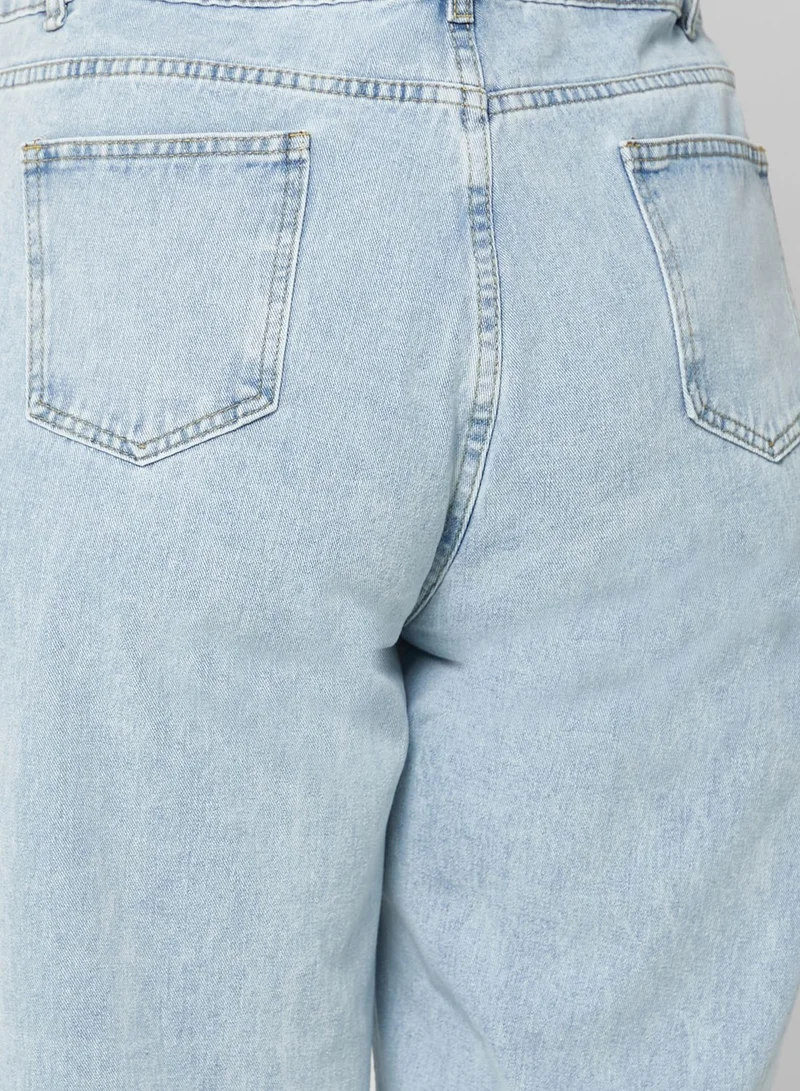 Ginger Plus Distressed Wide Leg Jeans