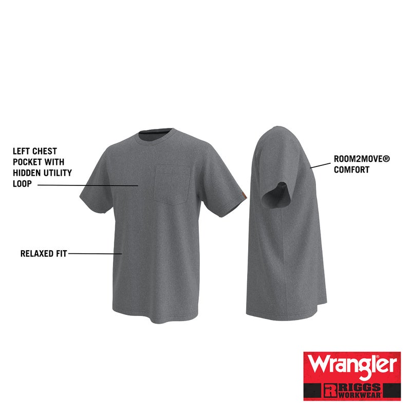 Wrangler Short Sleeve Pocket T-Shirt, Black, X-Large - Image 3
