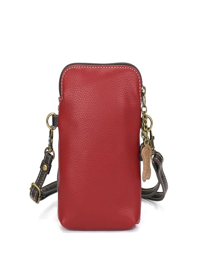 CHALA Dog Collection Cell Phone Crossbody Purse-Women PU Leather/Canvas Multicolor Handbag with Adjustable Strap - Chihuahua - burgundy - Image 2