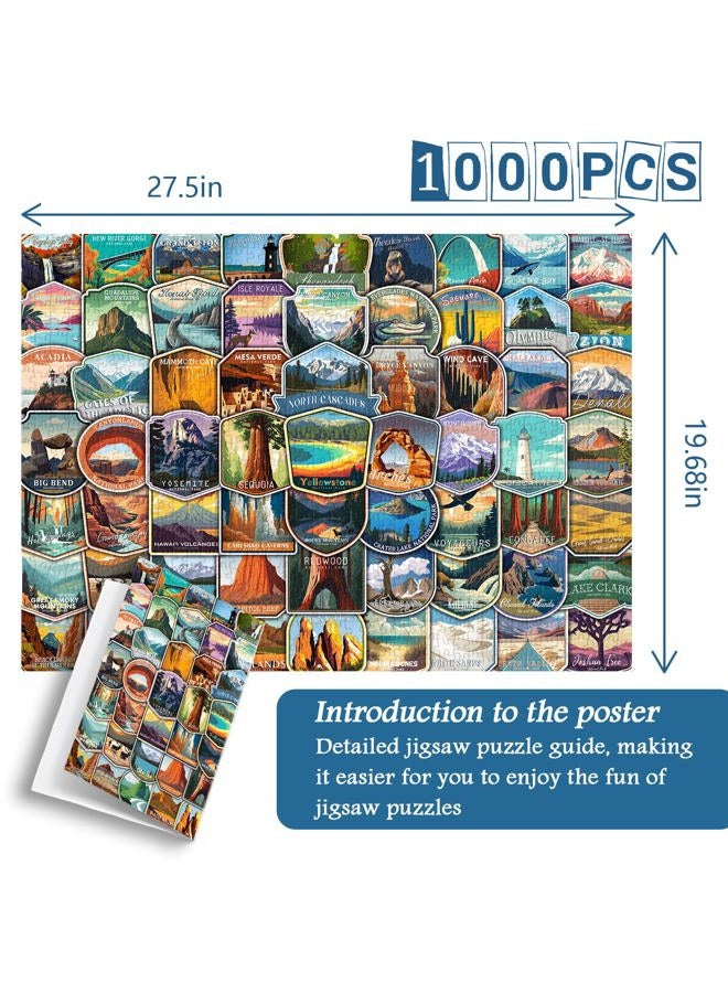 PICKFORU National Parks Stickers Puzzles for Adults 1000 Pieces and up, National Park Poster Puzzle Collects Yellowstone Yosemite Zion Glacier, National Geographic Jigsaw Puzzles as Home Decor - Image 4