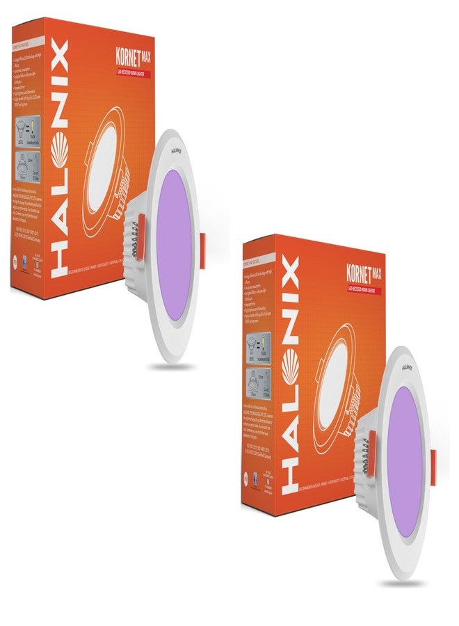 Halonix 3W Purple Junction Box led downlighter | Cut Out- 2.15 inch, Dia- 3.22, Height- 1.96 inch | PF-: >0.50, CRI- >80 | Led Ceiling Light for Home, Shop and Office |Pack of 2, Purple.