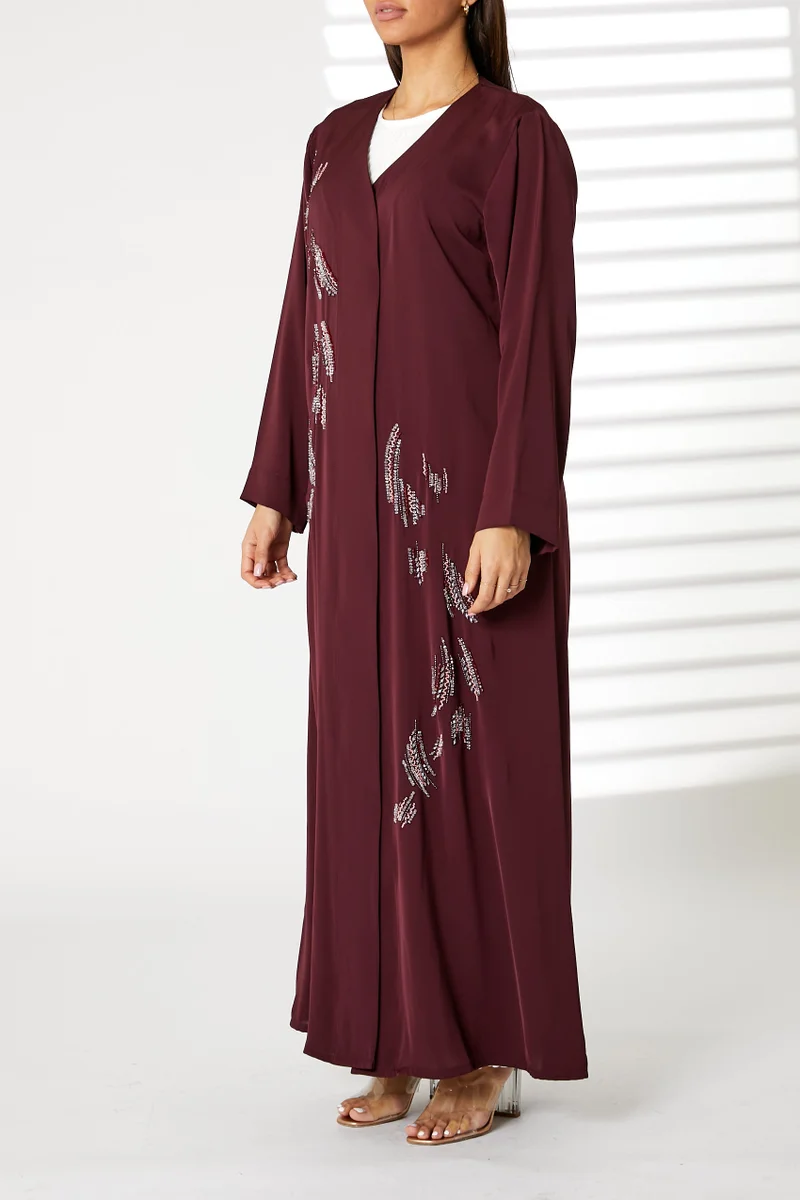 Moistreet  Embroidered Open Front Abaya for Women | Best Price UAE
