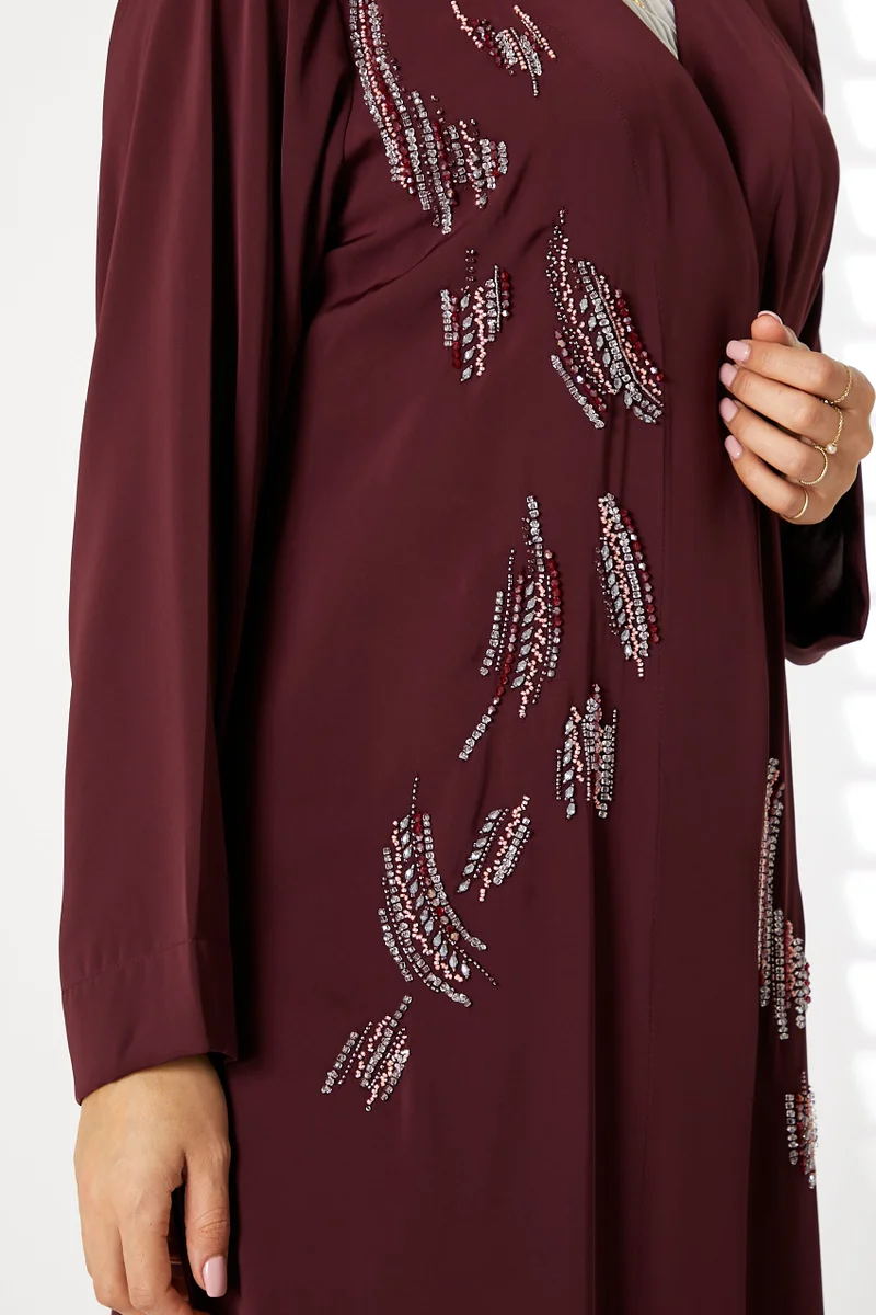 Moistreet  Embroidered Open Front Abaya for Women | Best Price UAE