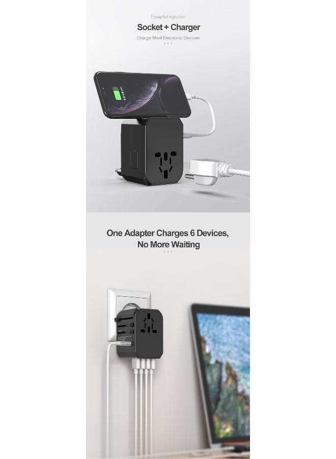 شو وو شاحن سفر رباعي USB مع مقبس عالمي متعدد الوظائف  - Image 3
