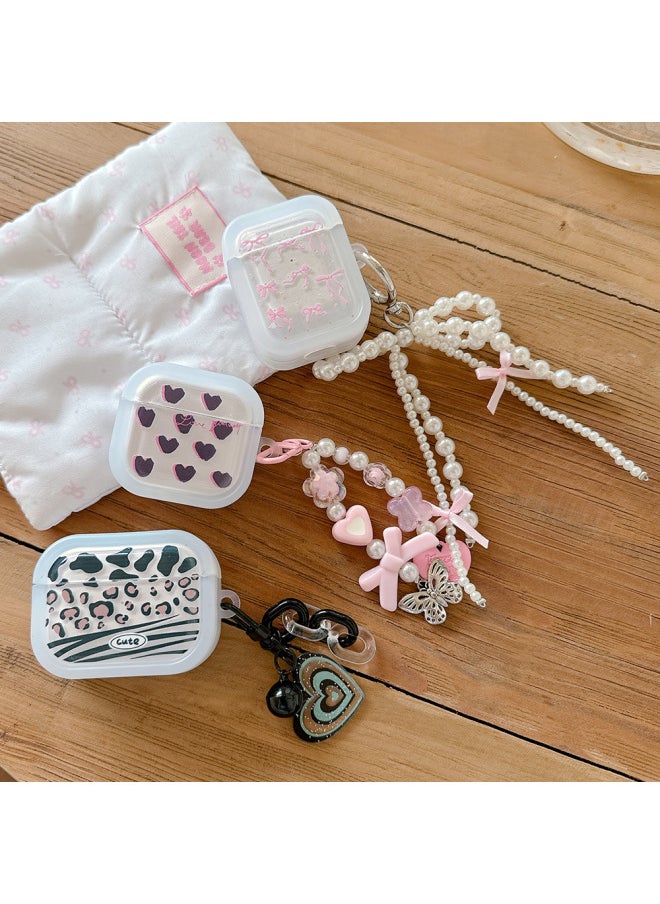 Generic - Bow Leopard Print Ins Suitable For Apple Bluetooth Airpods Pro Protective Case Airpods4 Generation Earphone Case-Color:Leopard Print Stitching-Applicable Models:airpods 4 - Image 1