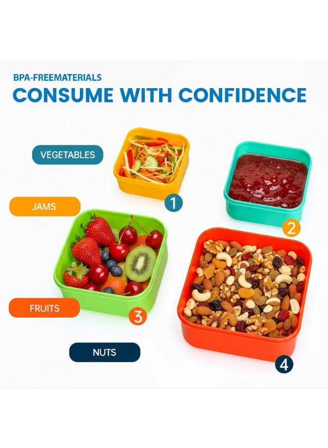 Lucky Kids 4 Pack Snack Containers with Leakproof Lids Stackable Mini Bento Boxes Easy Open Food Storage for Kids, Toddlers & Baby Food - Image 3
