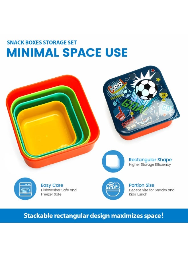 Lucky Kids 4 Pack Snack Containers with Leakproof Lids Stackable Mini Bento Boxes Easy Open Food Storage for Kids, Toddlers & Baby Food - Image 5