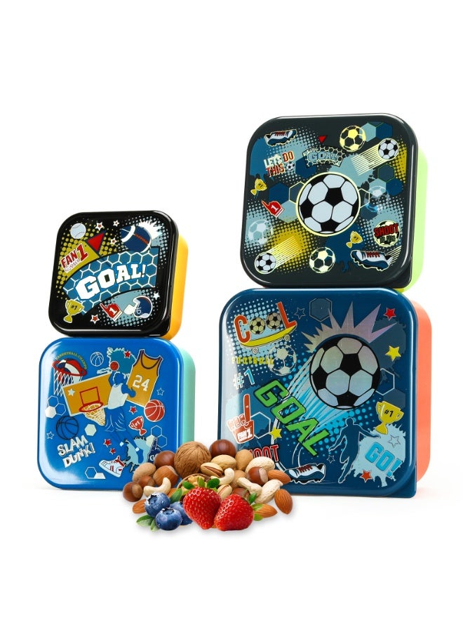 Lucky Kids 4 Pack Snack Containers with Leakproof Lids Stackable Mini Bento Boxes Easy Open Food Storage for Kids, Toddlers & Baby Food - Image 1