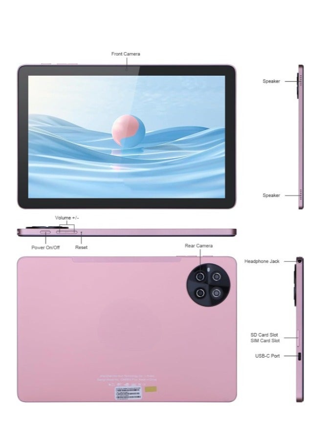 REBENUO tablet CM8800 with a 10-inch screen supports a SIM card and a 5G band Wi-Fi network with 8 GB RAM and 512 GB storage space and a large 10,000 mAh battery and works with accessories inside the box with the Android system (Pink) - Image 3