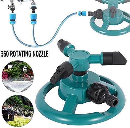 PAGALY Automatic 360 ° Rotating Adjustable Round 3 Arm Lawn Water Sprinkler for Watering Garden Hose Irrigation Yard Water Sprayer Green (Pack 1) - Image 2