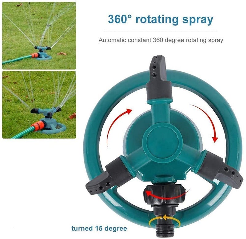 PAGALY Automatic 360 ° Rotating Adjustable Round 3 Arm Lawn Water Sprinkler for Watering Garden Hose Irrigation Yard Water Sprayer Green (Pack 1) - Image 5