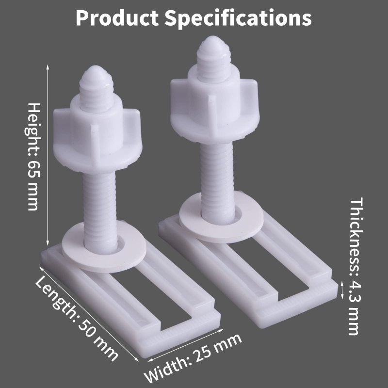 Universal Toilet Seat Bolts Rectangular Plastic Hinge Bolt Set with Nuts and Washers - Rust-Resistant Hardware Kit for Bathroom Maintenance - Image 2