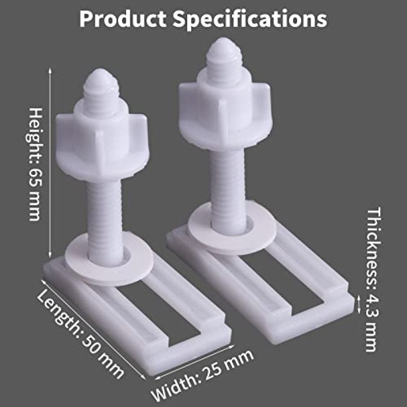 Universal Toilet Seat Bolts Rectangular Plastic Hinge Bolt Set with Nuts and Washers - Rust-Resistant Hardware Kit for Bathroom Maintenance - Image 5