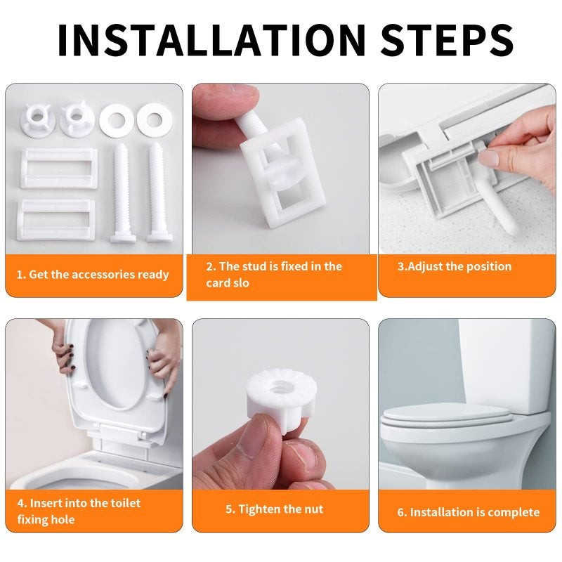 Universal Toilet Seat Bolts Rectangular Plastic Hinge Bolt Set with Nuts and Washers - Rust-Resistant Hardware Kit for Bathroom Maintenance - Image 3