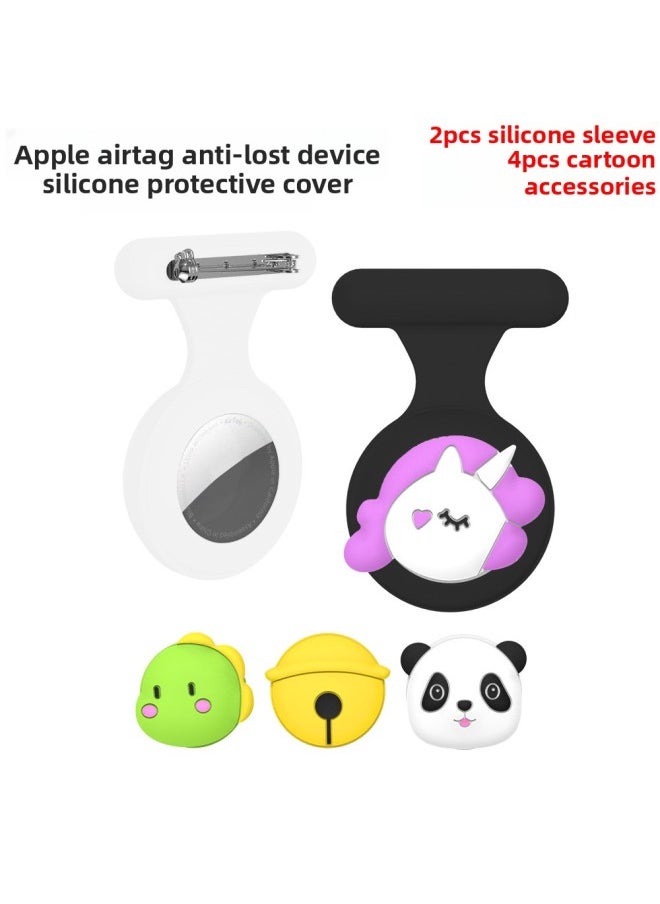 Generic - Suitable For Apple For Apple AirTag Anti-loss Protective Cover Buckle Anti-loss Pin Silicone Brooch For Girls And Couples-Color:Blue + Luminous Green-Applicable Model:Q11-2-G2 - Image 1