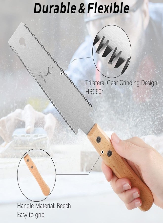 SS SHOVAN Japanese Hand Saw Woodworking Tools, SS SHOVAN Double Edged 11/17 TPI Flush Cut Saw, Wooden Handle Pull Saw Small Handsaw for Fine Cutting Wood - Image 4