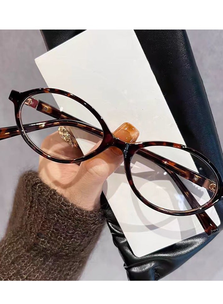 Oval retro myopia glasses frame can be equipped with prescription anti-blue light small face flat glasses - Image 1