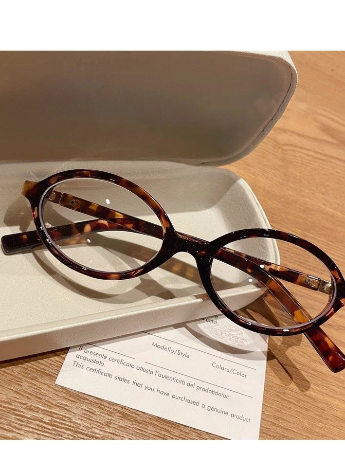 Oval retro myopia glasses frame can be equipped with prescription anti-blue light small face flat glasses - Image 2