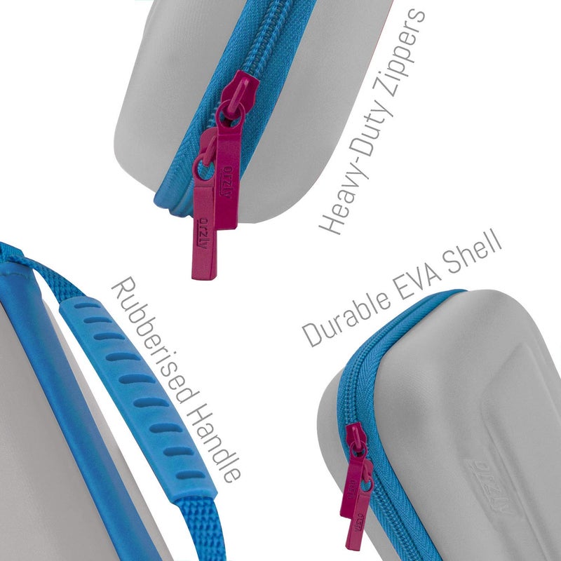 Orzly Case for Nintendo Switch Lite - Portable Travel Carry Case with Storage for Switch Lite Games and Accessories [Grey/Blue with a tint of Pink Special Edition] - Image 5