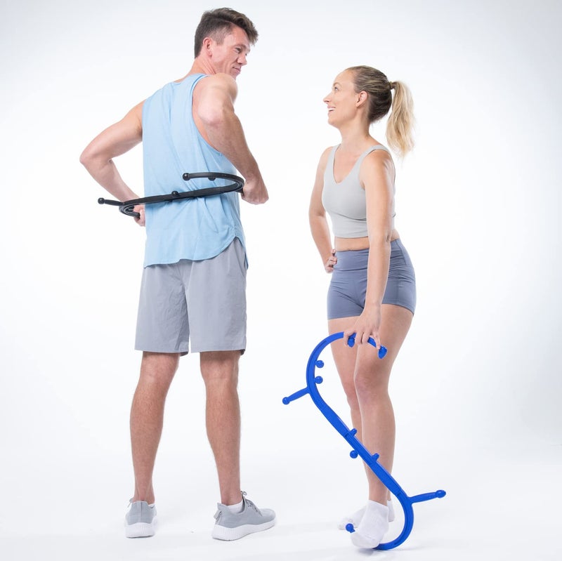Body Back Buddy Elite Trigger Point Massage Tool, Neck and Back Massager Handheld, Manual Self Massager, Massage Cane, Muscle Knot Remover with Instructions, 2-Pack Bundle (Blue) - Image 2