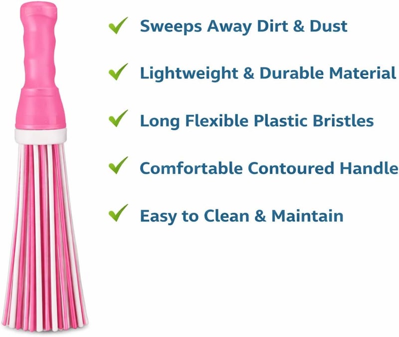فريش هوم مكنسة بلاستيكية ثقيلة من فريش هوم من نوع خاراتا | 250 جرام 60 شعرة | مكنسة ألياف لتنظيف الأرضيات الجافة والرطبة بشعر صلب وعصا بلاستيكية للتنظيف المنزلي وفرك الأرضيات في الحمام (عبوة من 3 قطع، متعددة الألوان) - Image 5